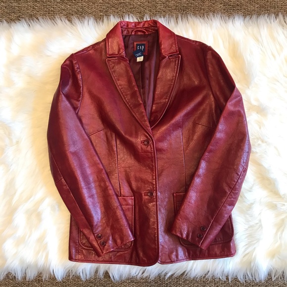 GAP Jackets & Blazers - Gap 100% Red Leathet jacket
